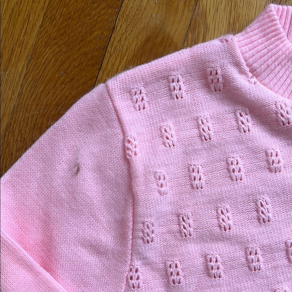 Vintage 80s Knit Mockneck Made in Ireland Bright Pink Women's Sweater Acrylic - Picture 6 of 15